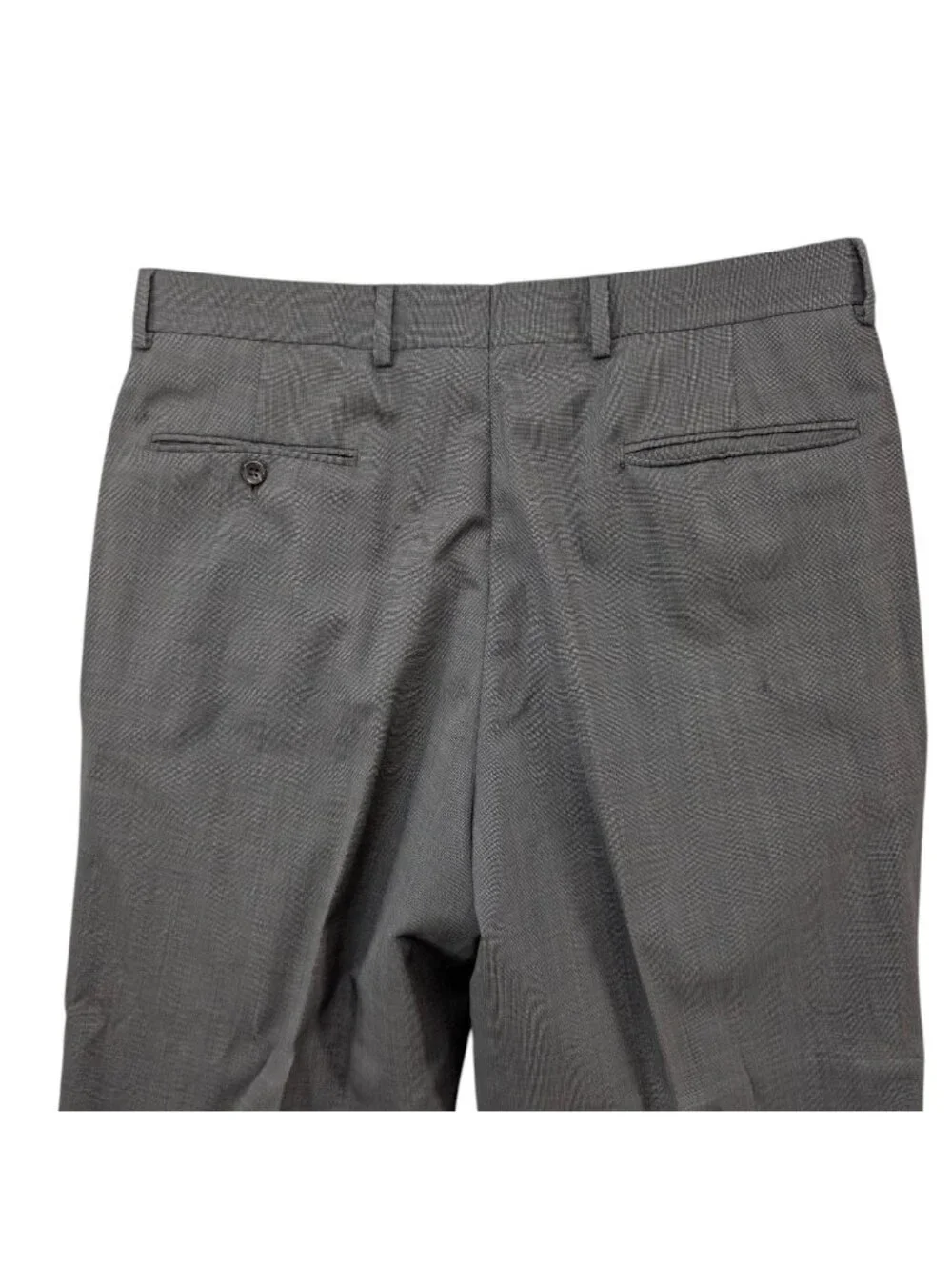 Jos A Bank 2 Piece Wool Suit Mens Grey 2 Button Pleated Cuffed Size 40R 34x28